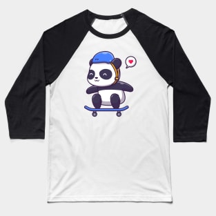 Cute panda play skateboard Baseball T-Shirt